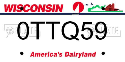 0TTQ59 Wisconsin License Plate