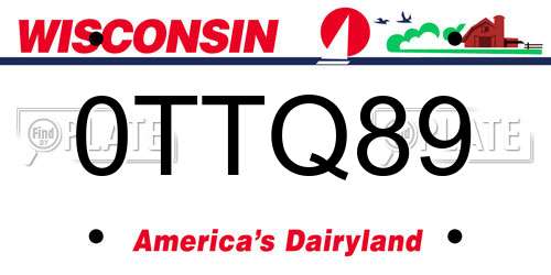 0TTQ89 Wisconsin License Plate