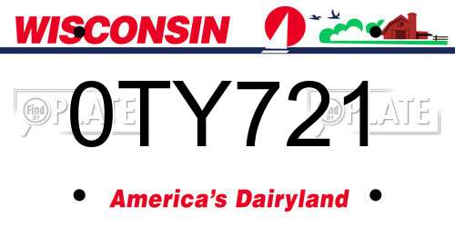 0TY721 Wisconsin License Plate