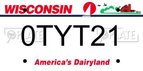 0TYT21 Wisconsin License Plate