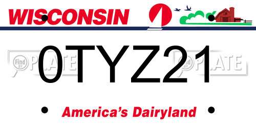 0TYZ21 Wisconsin License Plate