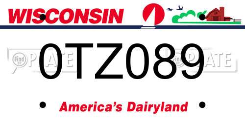 0TZ089 Wisconsin License Plate