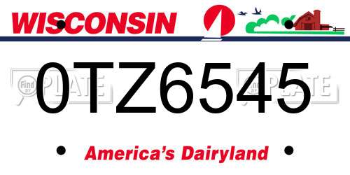 0TZ6545 Wisconsin License Plate