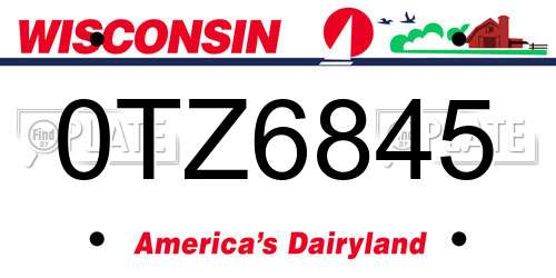 0TZ6845 Wisconsin License Plate