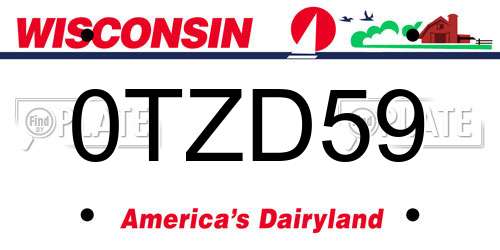 0TZD59 Wisconsin License Plate