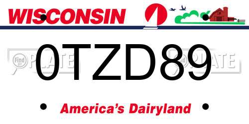 0TZD89 Wisconsin License Plate