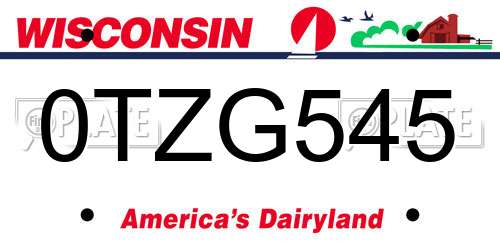 0TZG545 Wisconsin License Plate