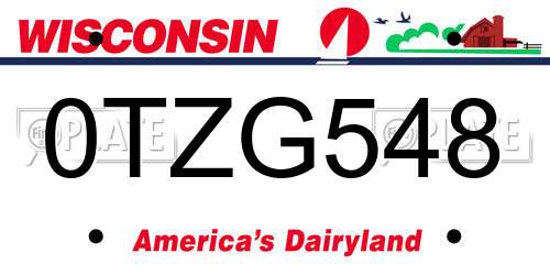 0TZG548 Wisconsin License Plate