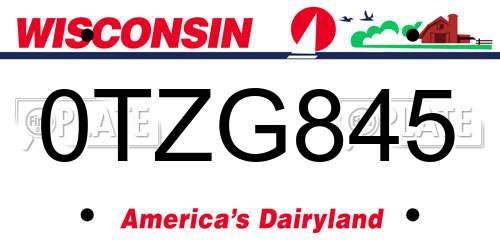 0TZG845 Wisconsin License Plate