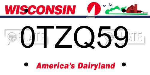 0TZQ59 Wisconsin License Plate