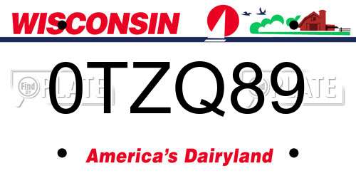 0TZQ89 Wisconsin License Plate