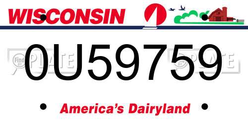 0U59759 Wisconsin License Plate