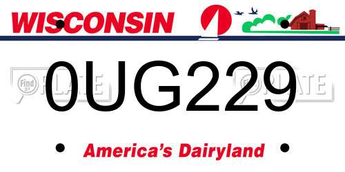 0UG229 Wisconsin License Plate