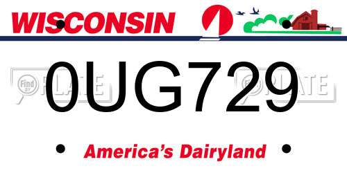0UG729 Wisconsin License Plate