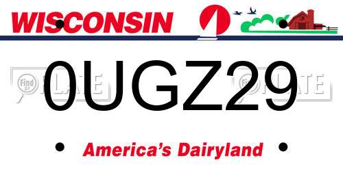 0UGZ29 Wisconsin License Plate