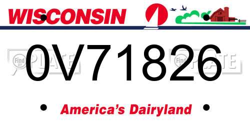0V71826 Wisconsin License Plate