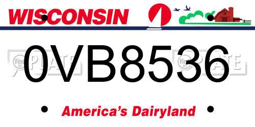 0VB8536 Wisconsin License Plate