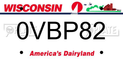 0VBP82 Wisconsin License Plate
