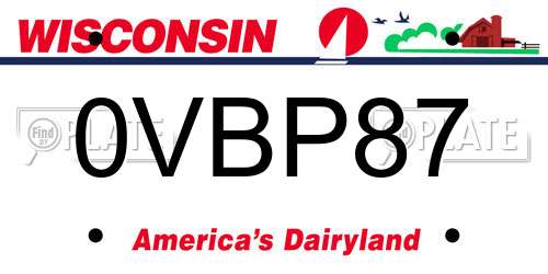 0VBP87 Wisconsin License Plate