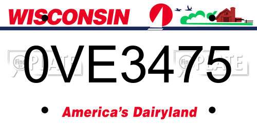 0VE3475 Wisconsin License Plate