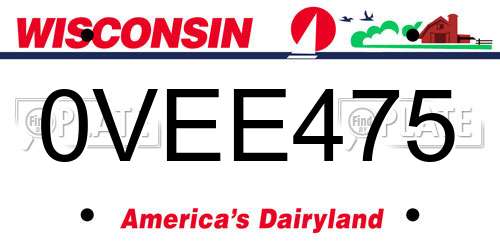 0VEE475 Wisconsin License Plate