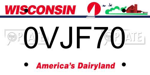 0VJF70 Wisconsin License Plate
