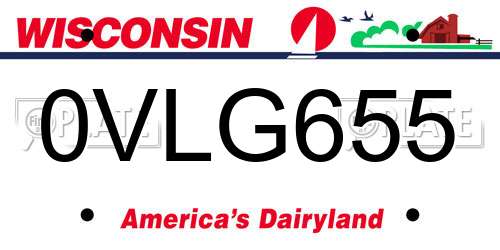 0VLG655 Wisconsin License Plate