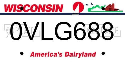 0VLG688 Wisconsin License Plate