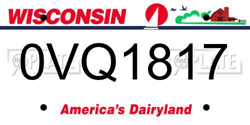0VQ1817 Wisconsin License Plate
