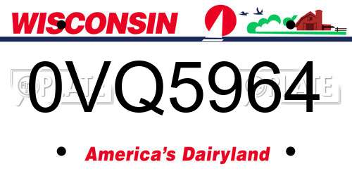0VQ5964 Wisconsin License Plate