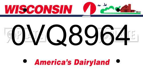 0VQ8964 Wisconsin License Plate