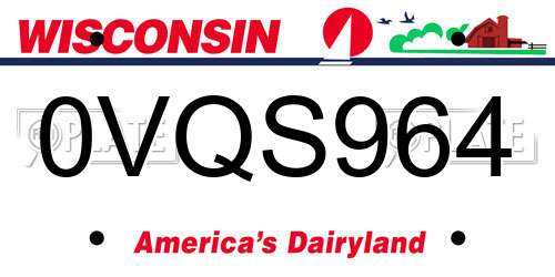 0VQS964 Wisconsin License Plate