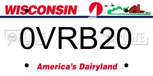 0VRB20 Wisconsin License Plate