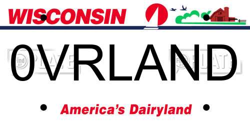 0VRLAND Wisconsin License Plate