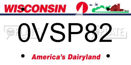 0VSP82 Wisconsin License Plate