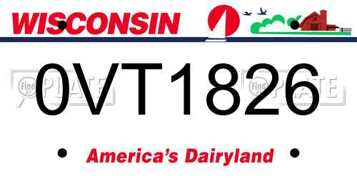 0VT1826 Wisconsin License Plate
