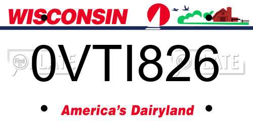 0VTI826 Wisconsin License Plate