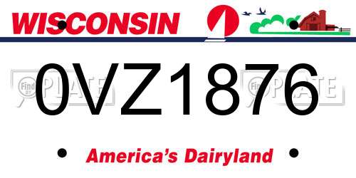 0VZ1876 Wisconsin License Plate