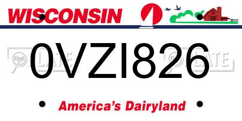 0VZI826 Wisconsin License Plate