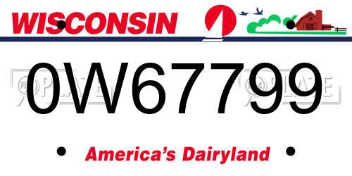 0W67799 Wisconsin License Plate