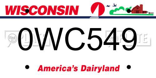 0WC549 Wisconsin License Plate