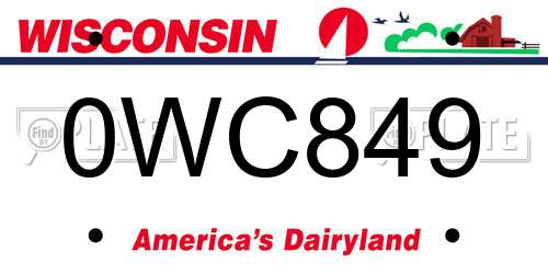 0WC849 Wisconsin License Plate