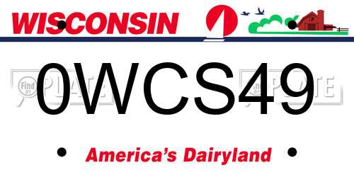 0WCS49 Wisconsin License Plate