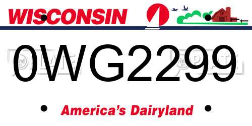 0WG2299 Wisconsin License Plate
