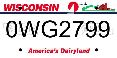 0WG2799 Wisconsin License Plate