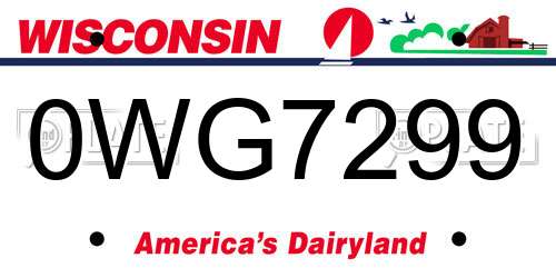 0WG7299 Wisconsin License Plate