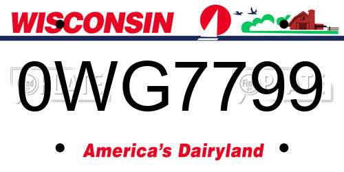 0WG7799 Wisconsin License Plate