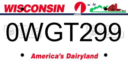 0WGT299 Wisconsin License Plate