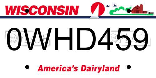 0WHD459 Wisconsin License Plate