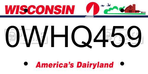 0WHQ459 Wisconsin License Plate